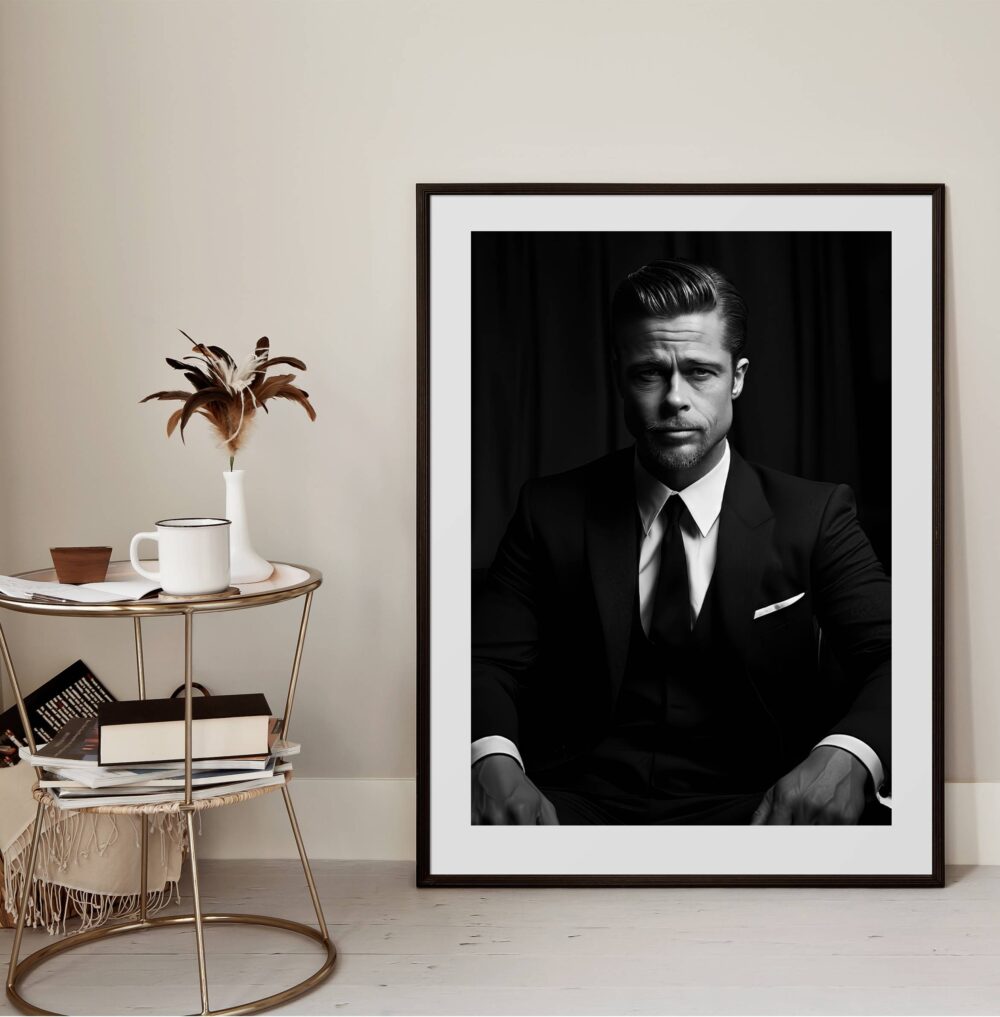Affiche de Brad Pitt noir et blanc – Image 2