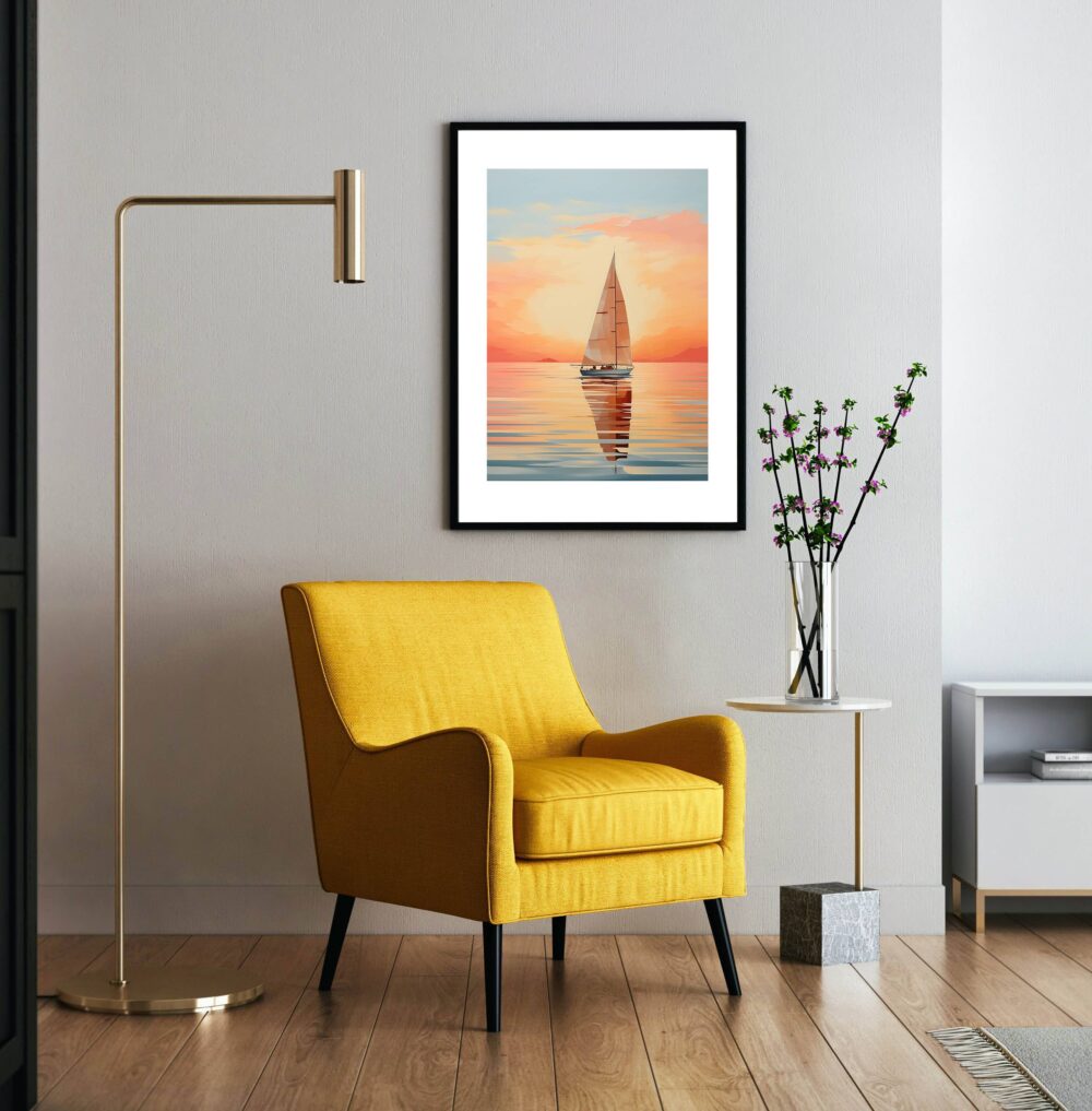 Affiche Bateau Soleil Couchant – Effet Peinture à l’Huile – Image 2