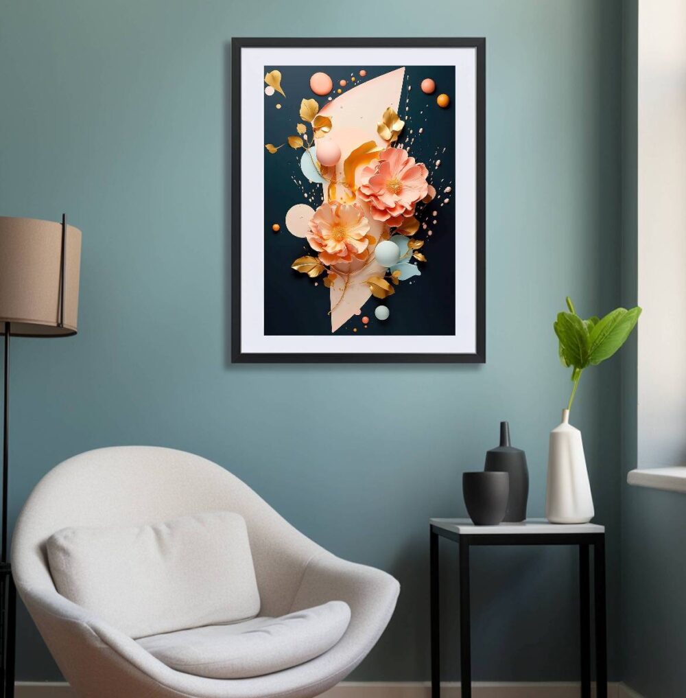 Affiche de Fleurs roses et dorées – style abstrait – Image 2