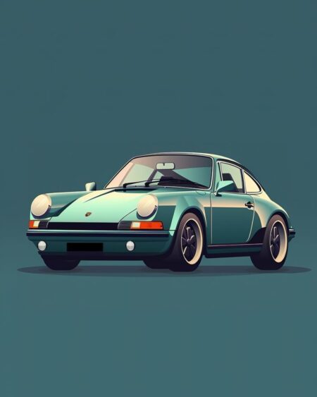 Affiche Porsche 911 verte