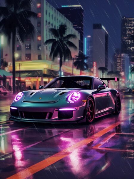 Affiche Porsche 911 GT3 – Miami Streets