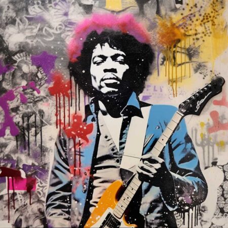Affiche de Jimi Hendrix- Collage Street Art