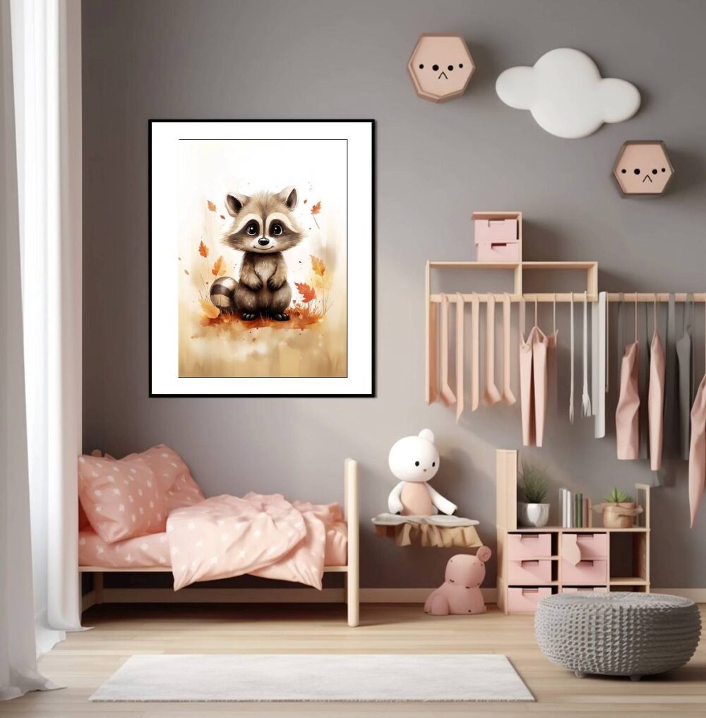 Affiche d’un bébé raton laveur- style aquarelle – Image 2
