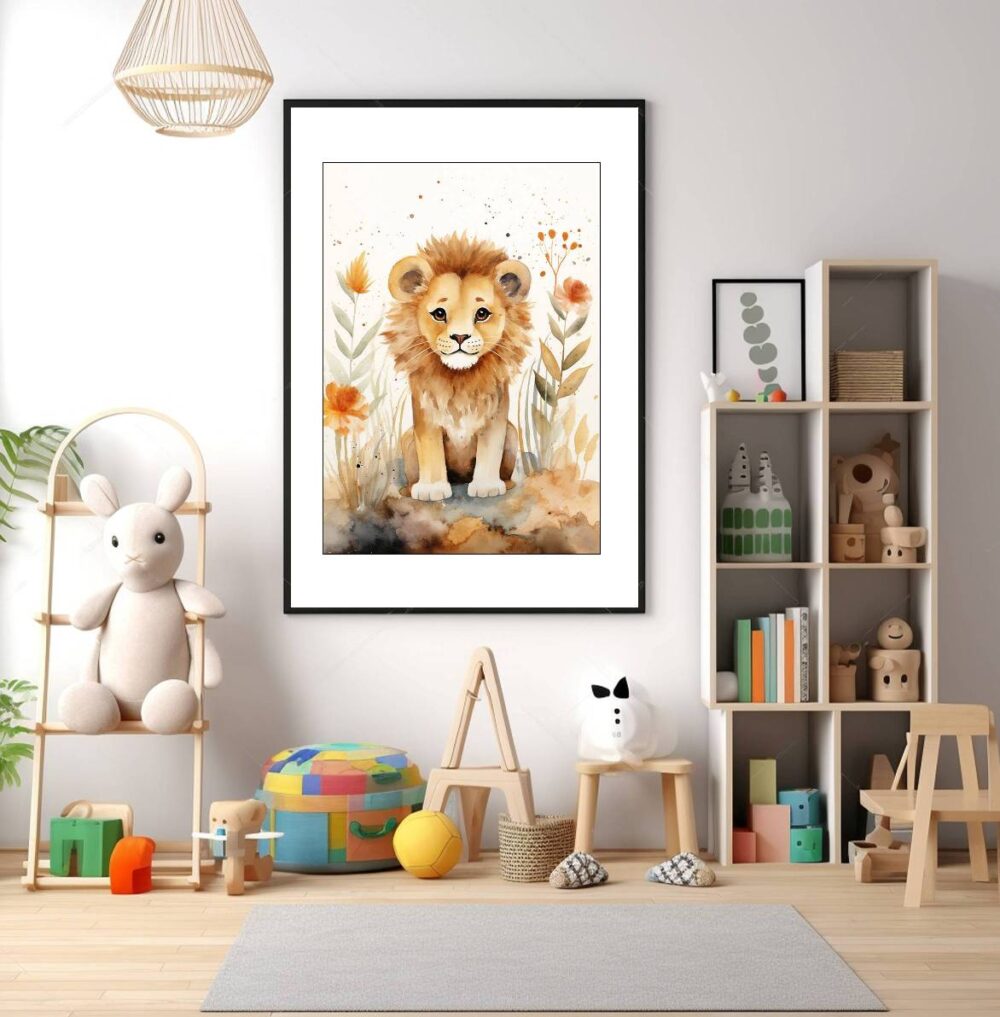 Affiche d’un lion – Style aquarelle – Image 2