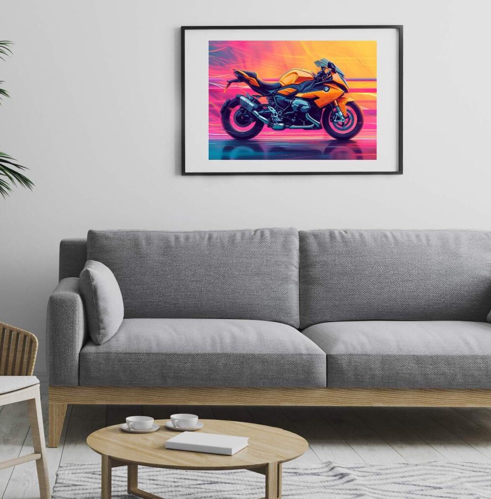 Affiche illustration moto sportive BMW orange – Image 2