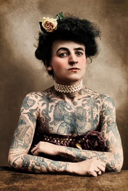 Maud Stevens, la première femme tatouée en 1907