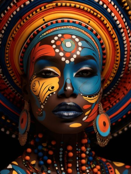 Affiche Femme Tribal Pop - Éclat de Couleurs