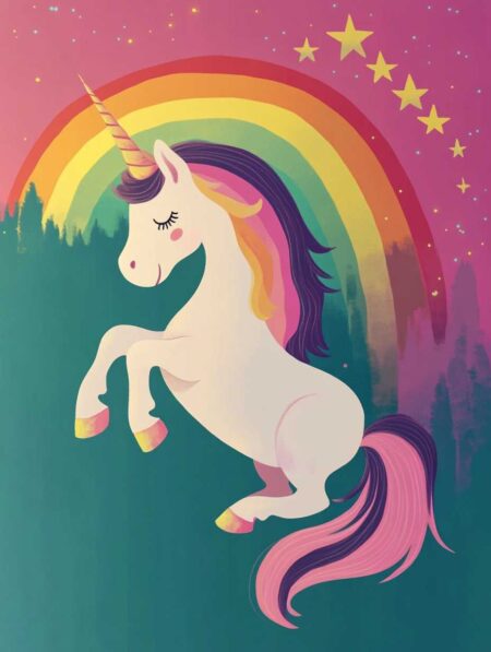 Affiche Licorne Arc-en-ciel