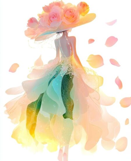 Affiche femme fleurs artistique — Éclosion Vaporeuse