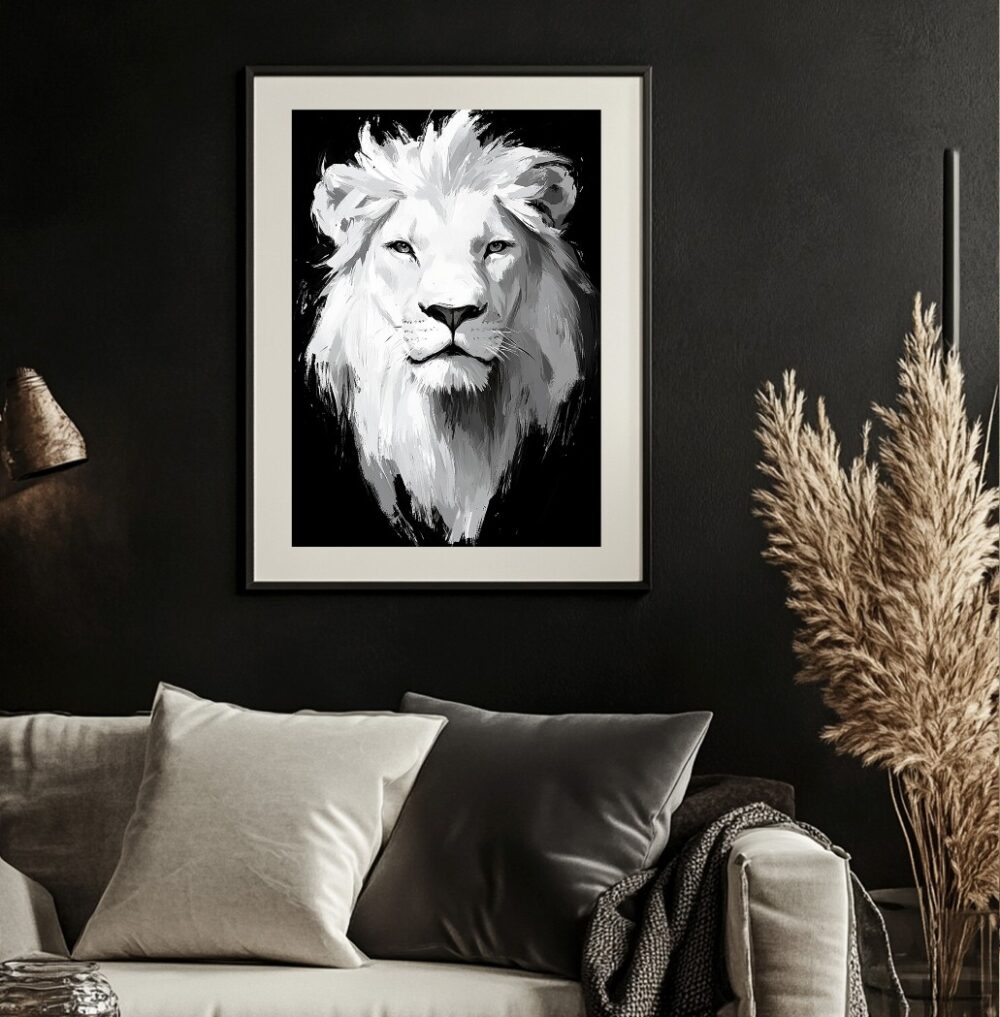 Affiche Portrait Lion Blanc – Image 2