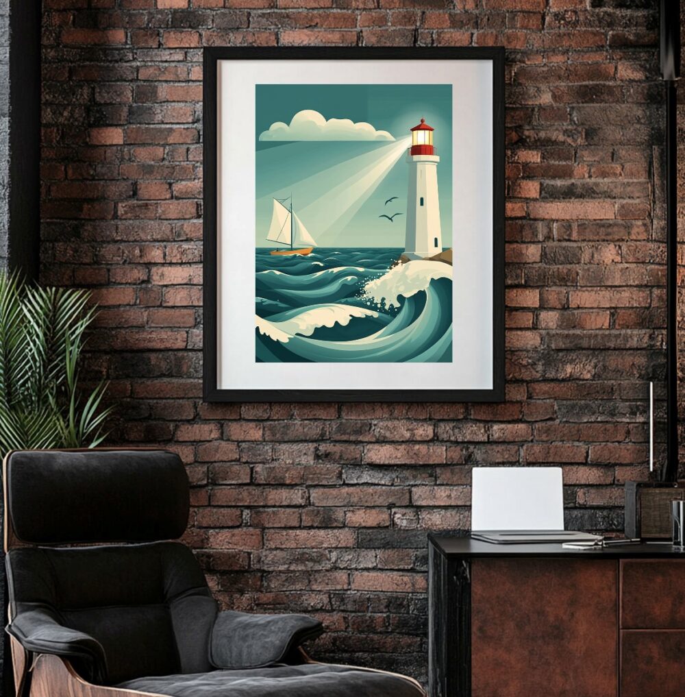 Affiche Phare et Voilier - Lumière Marine Bretonne – Image 2