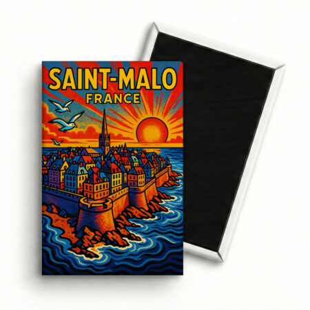 Magnet Saint-Malo – Sunset Pop Art & Vagues Graphiques