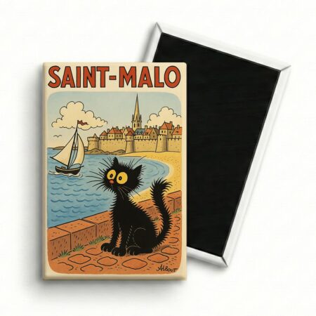 Magnet Saint-Malo – Le Chat-Malo Ébouriffé (Coup de Vent !)