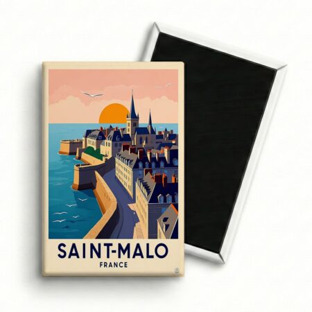 Magnet Saint-Malo – Skyline & Coucher de Soleil Pastel
