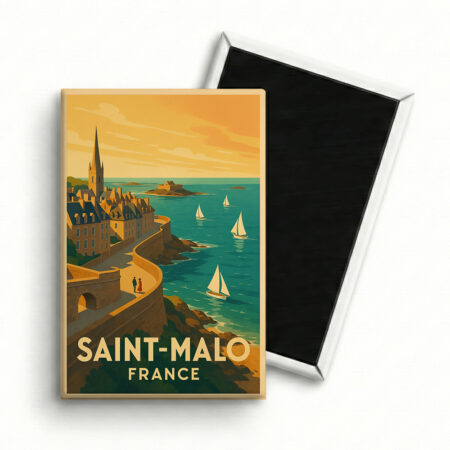 Magnet Saint-Malo – Skyline & Coucher de Soleil Pastel