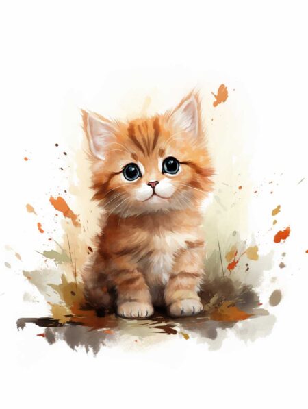 Affiche Chaton Roux Aquarelle