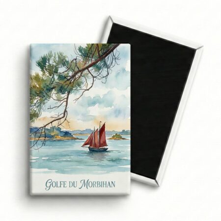 Magnet artistique Golfe du Morbihan style Aquarelle 🎨 Une véritable peinture miniature fabriquée à Saint-Malo. Offre boutique : 3 magnets pour 10€ !
