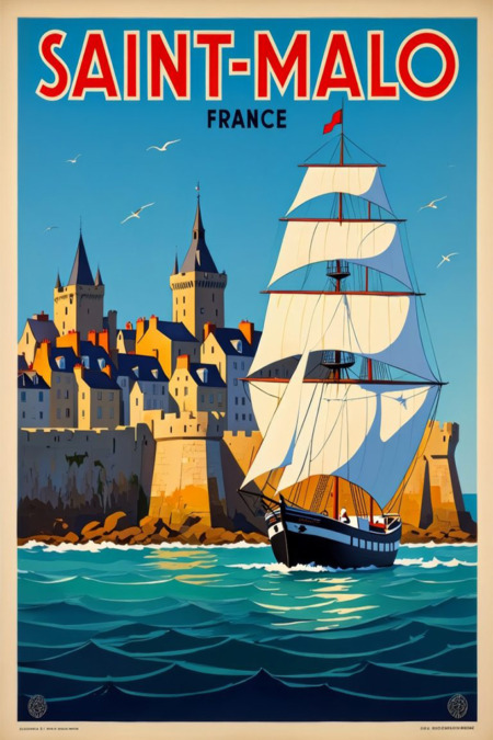 Affiche Saint-Malo Voilier